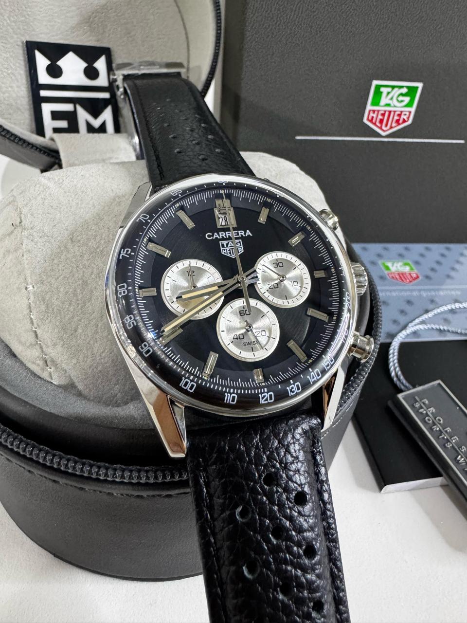 Relógio Tag Heuer Carrera Automático Premium: Safira, Aço, Couro, 20 ATM