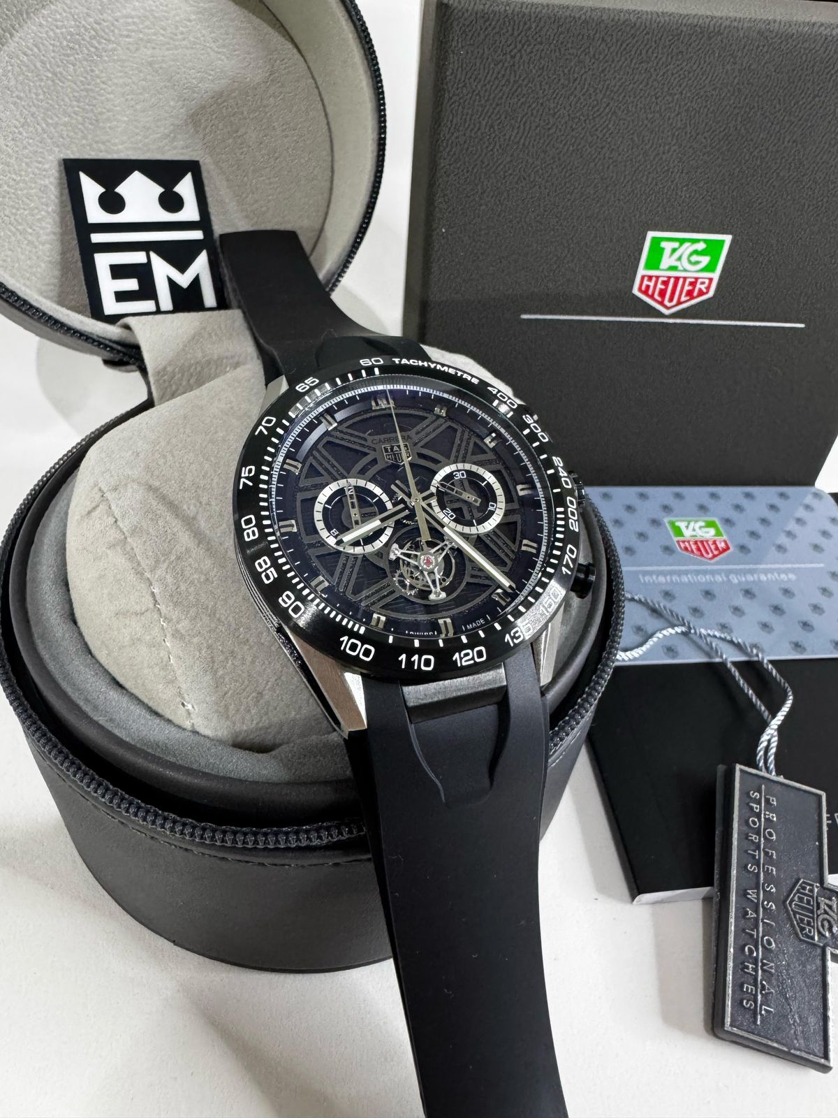 Relógio Masculino Tag Heuer Carrera Premium Quartz Esportivo Aço Safira Silicone 20 ATM