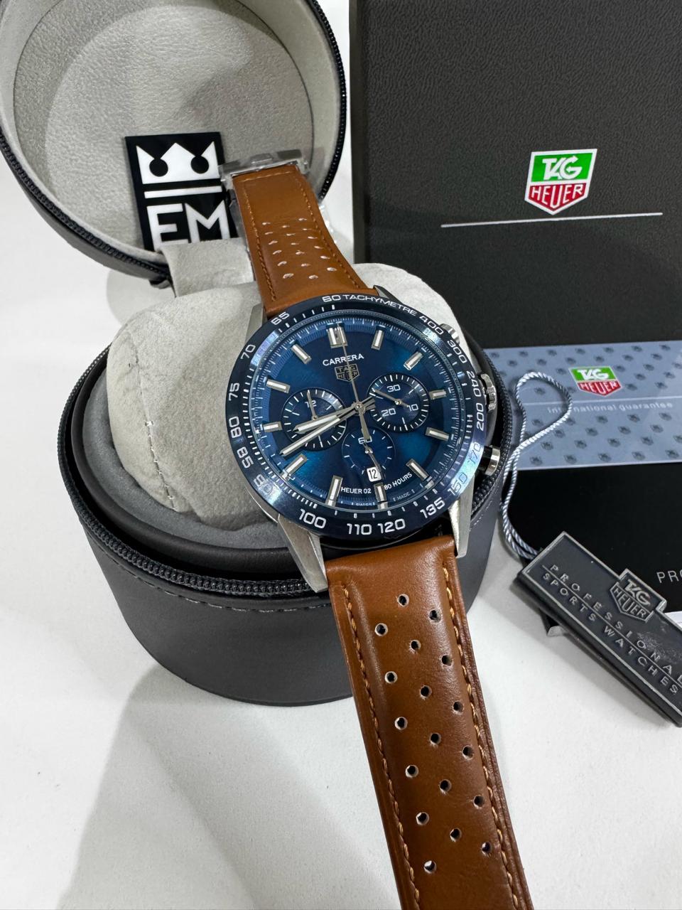 Relógio Tag Heuer Carrera Cronógrafo Automático Safira Aço Inoxidável Premium