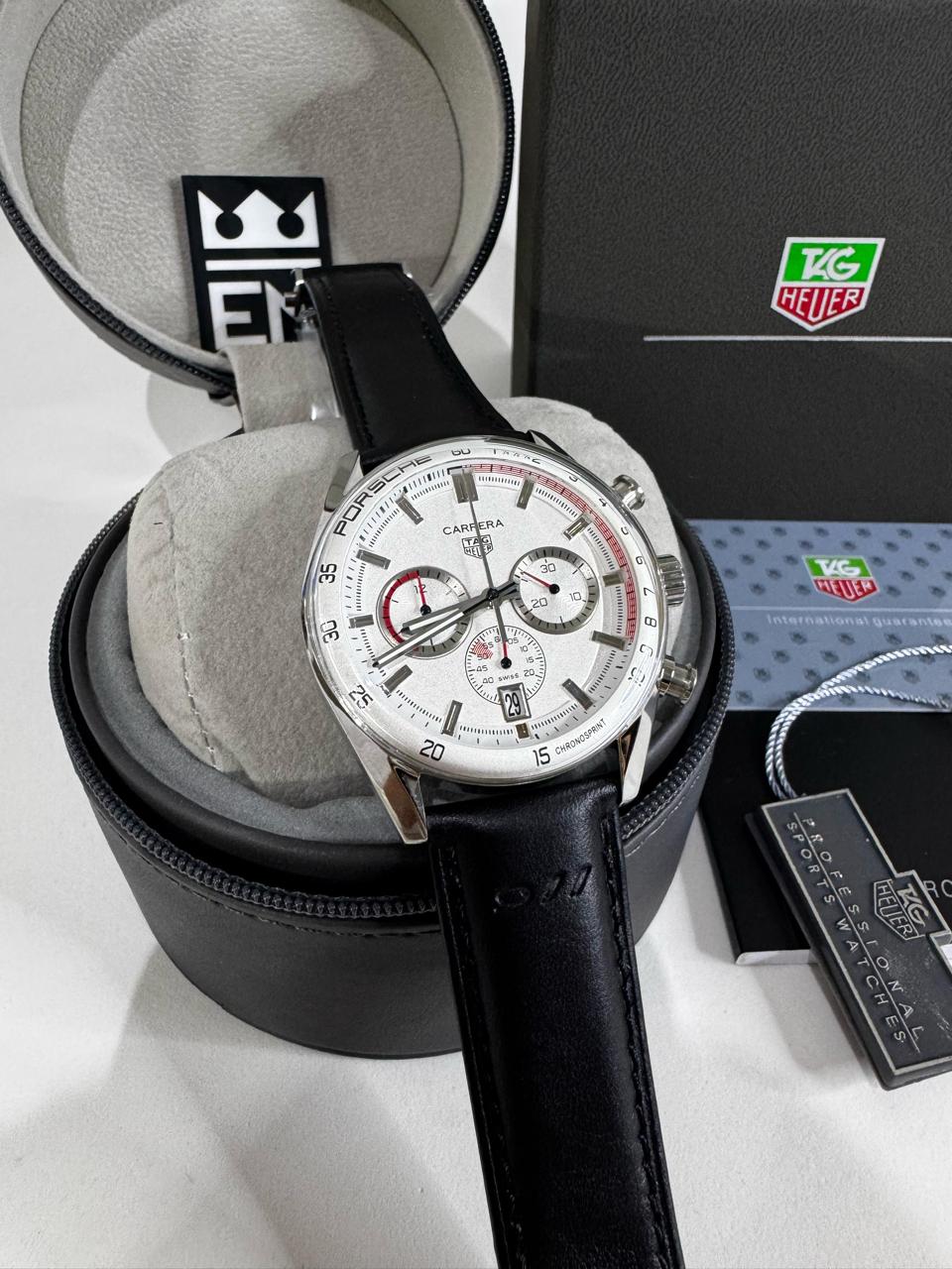 Relógio Tag Heuer Carrera Automático Premium: Safira, Aço, Couro, Resistente à Água