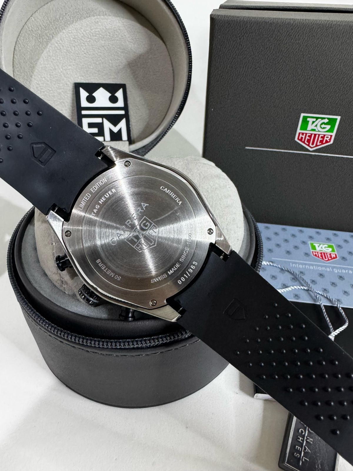 Relógio Masculino Tag Heuer Carrera Premium Quartz Esportivo Aço Safira Silicone 20 ATM