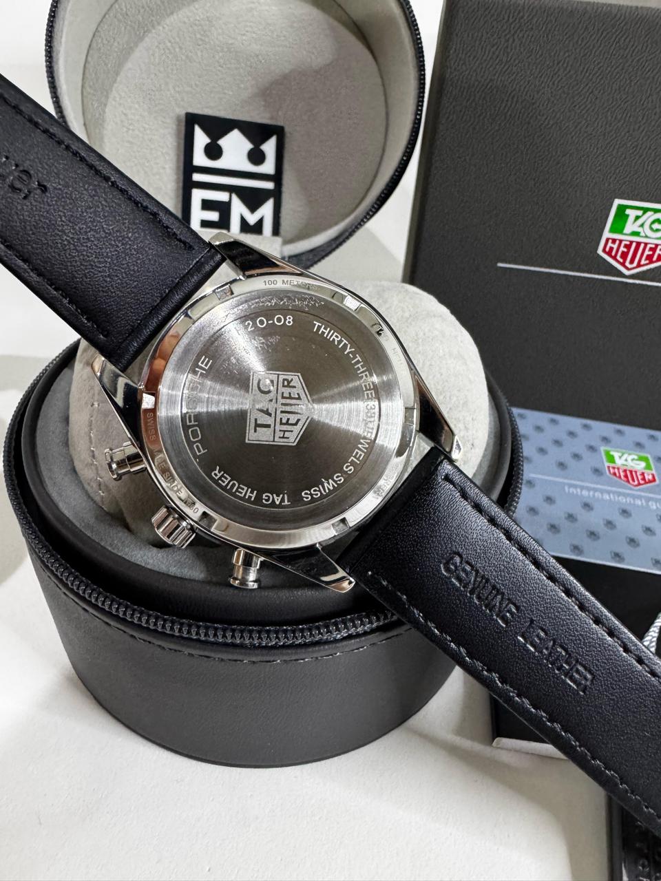 Relógio Tag Heuer Carrera Automático Premium: Safira, Aço, Couro, Resistente à Água