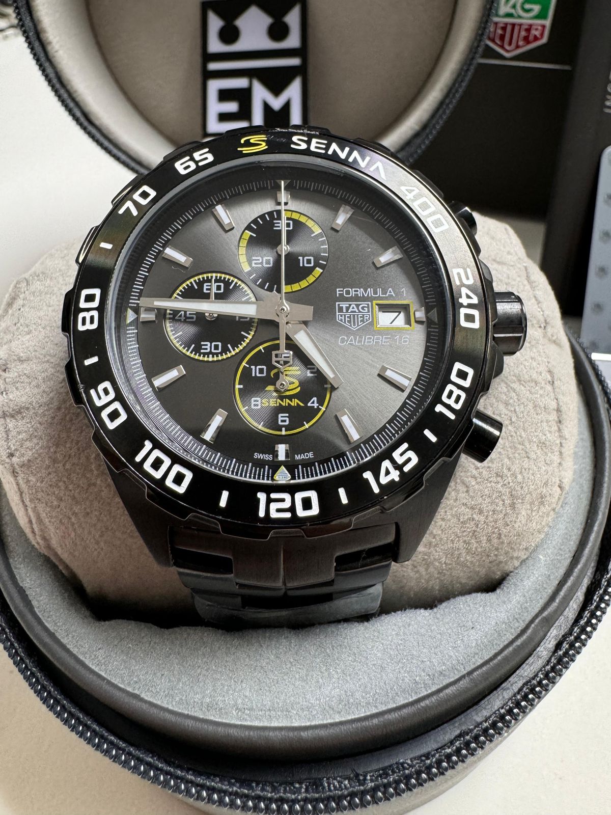 Réplica Premium Relógio Tag Heuer Fórmula 1 Masculino Quartzo Safira Aço Inoxidável 44mm